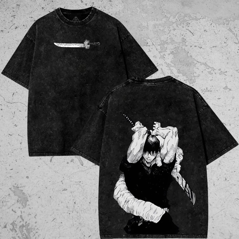 Anime Cosplay Katana - Camiseta Oversize Toji Katana, Camiseta Vintage