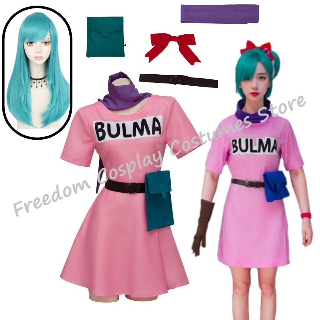 Dragon Ball Saiyan Armor - Disfraz de Anime Bulma, vestido rosa,
