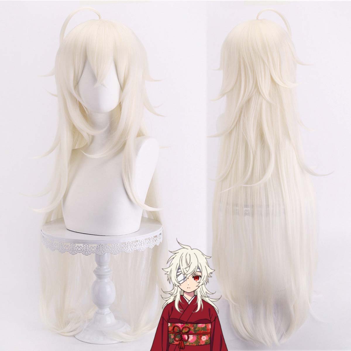Peluca de pelo largo blanco pa - Cosplay Anime White Hair reseña y precio